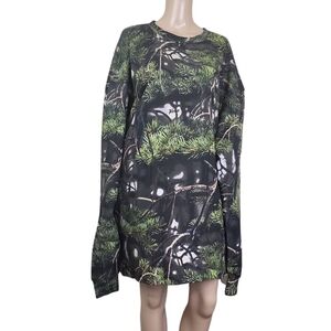 Dickies Womens Long Sleee CamoWest Pullover Shirt Green Black